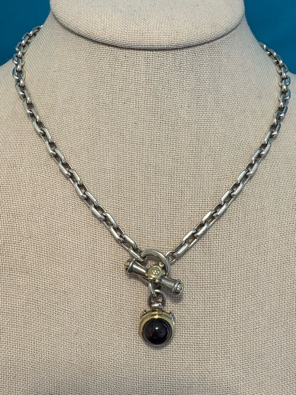 Saint by Sarah Jane necklace toggle sterling silver 925 18k gold turtle garnet